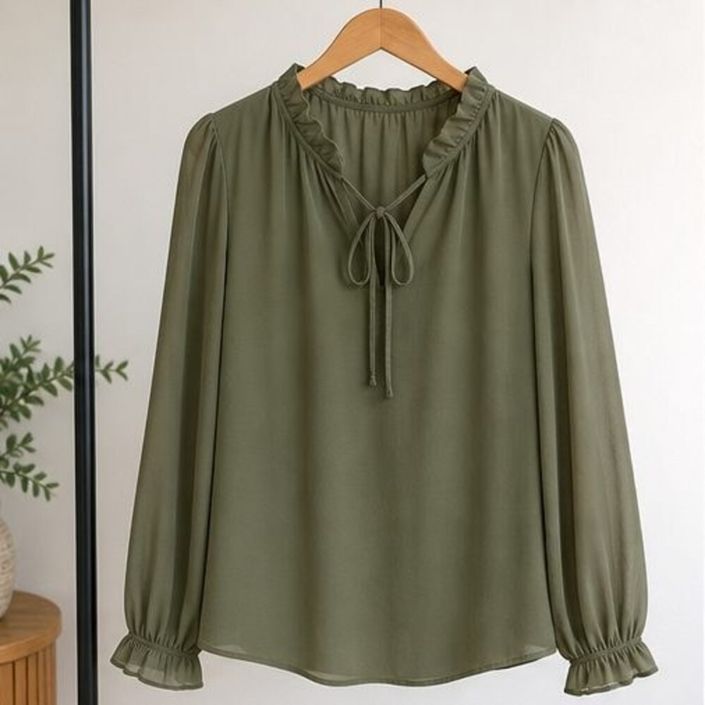 Olive Wrap Blouse